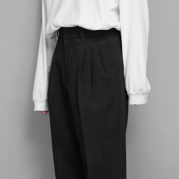 FARAH / Three Tuck Wide Pants (Hopsack-Black) | twelve