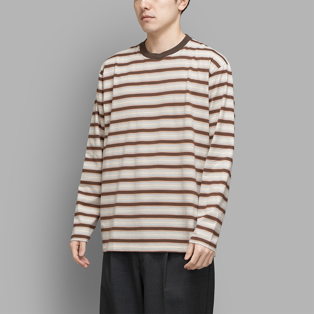 AURALEE / Gradient Stripe Jersey L/S Tee (Fade Brown Stripe)