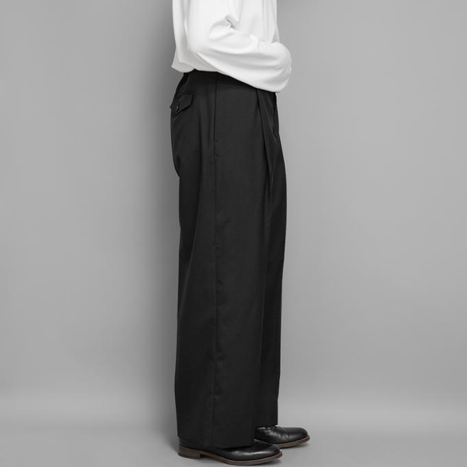 WIRROW / Wool Tropical Wide Slacks (Black) | twelve