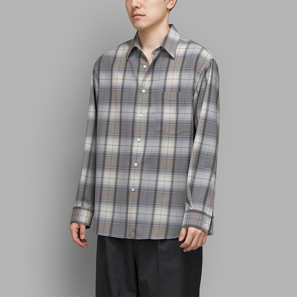 AURALEE / Super Light Wool Check Shirt (Blue Gray Check)