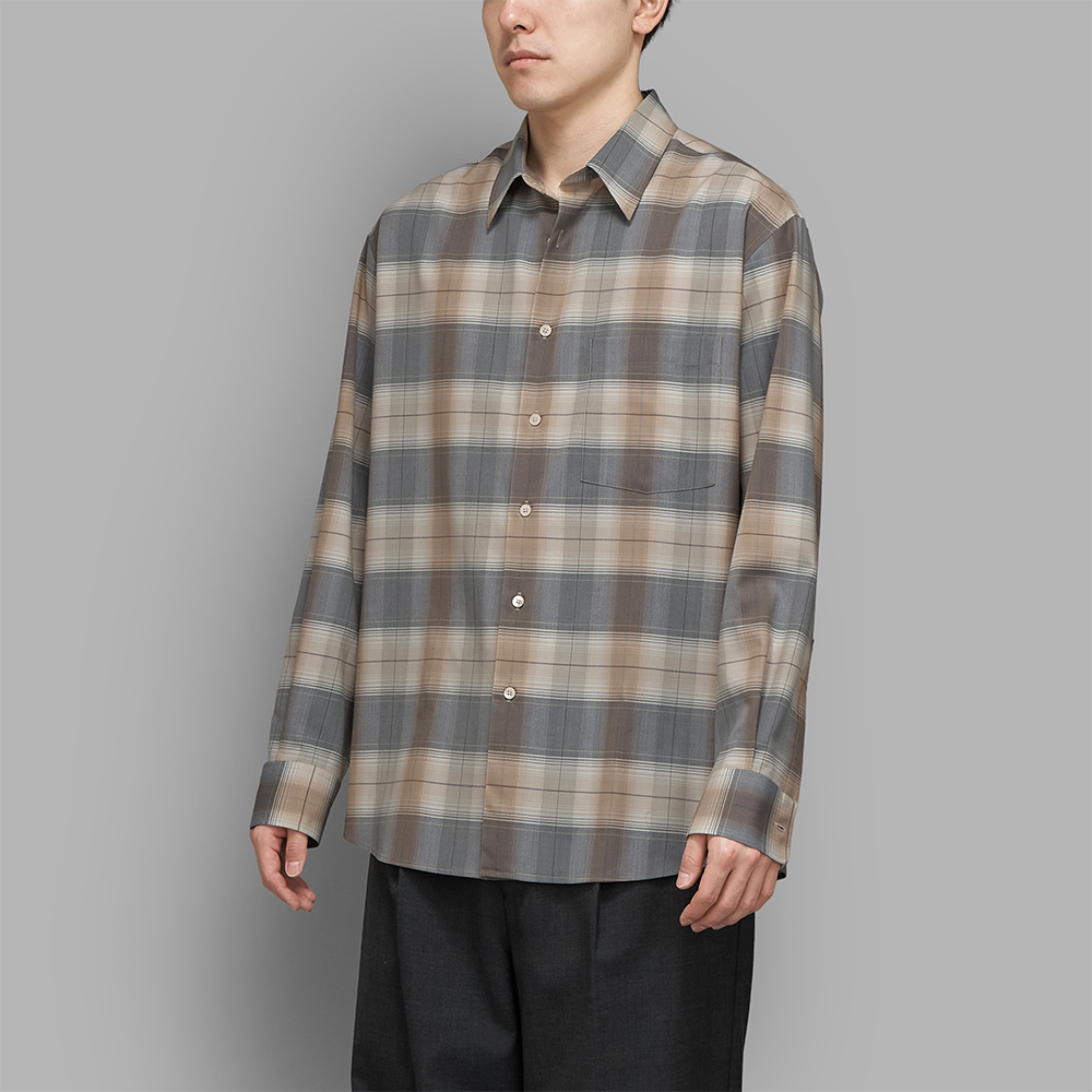 AURALEE / Super Light Wool Check Shirt (Light Brown Check)