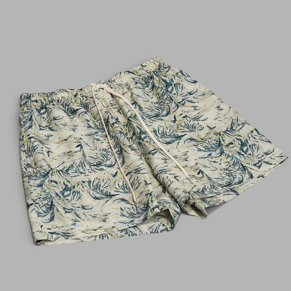 AURALEE / Printed Airy Silk Shorts (Pale Green)
