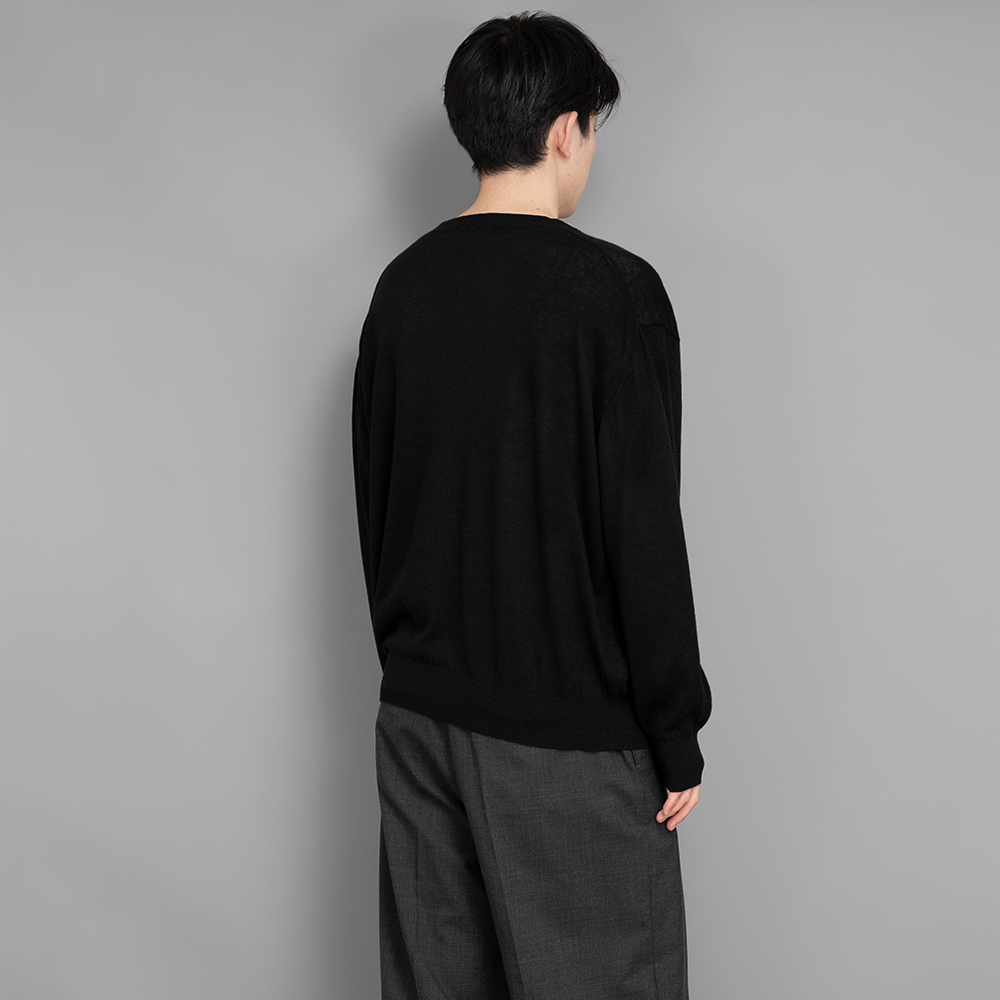 WIRROW / Linen Silk Knit Pullover (Black) | twelve