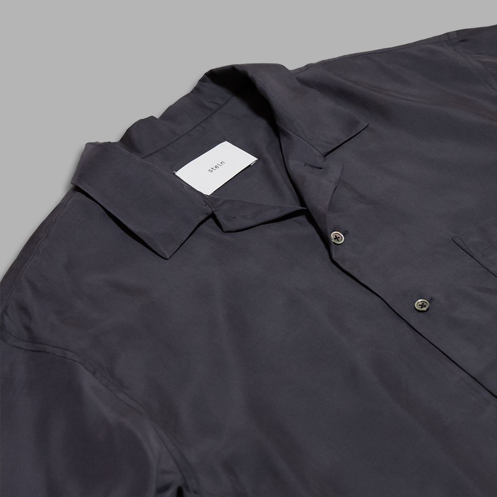 ssstein / Oversized Cupro Open Collar SS Shirt (Charcoal) | twelve