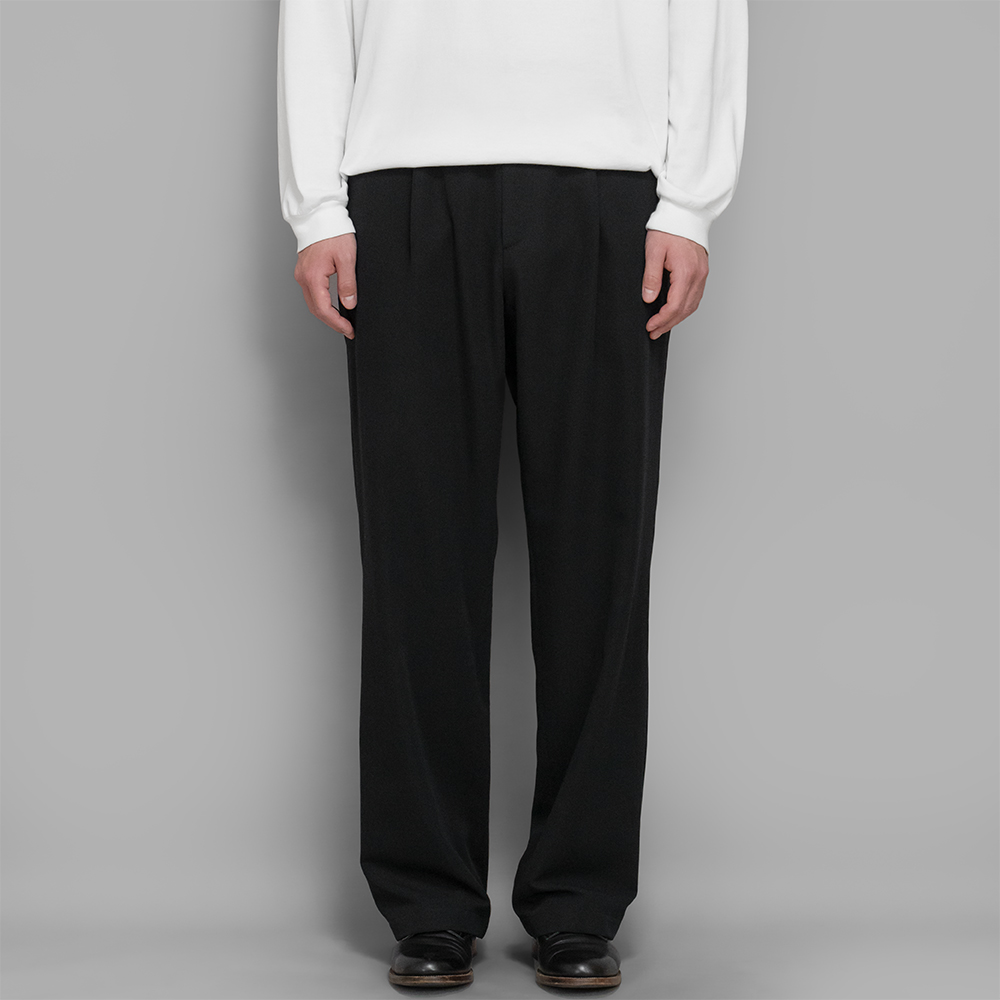 AURALEE LIGHT COTTON WOOL VIYELLA SLACKS BLACK | TODAY CLOTHING
