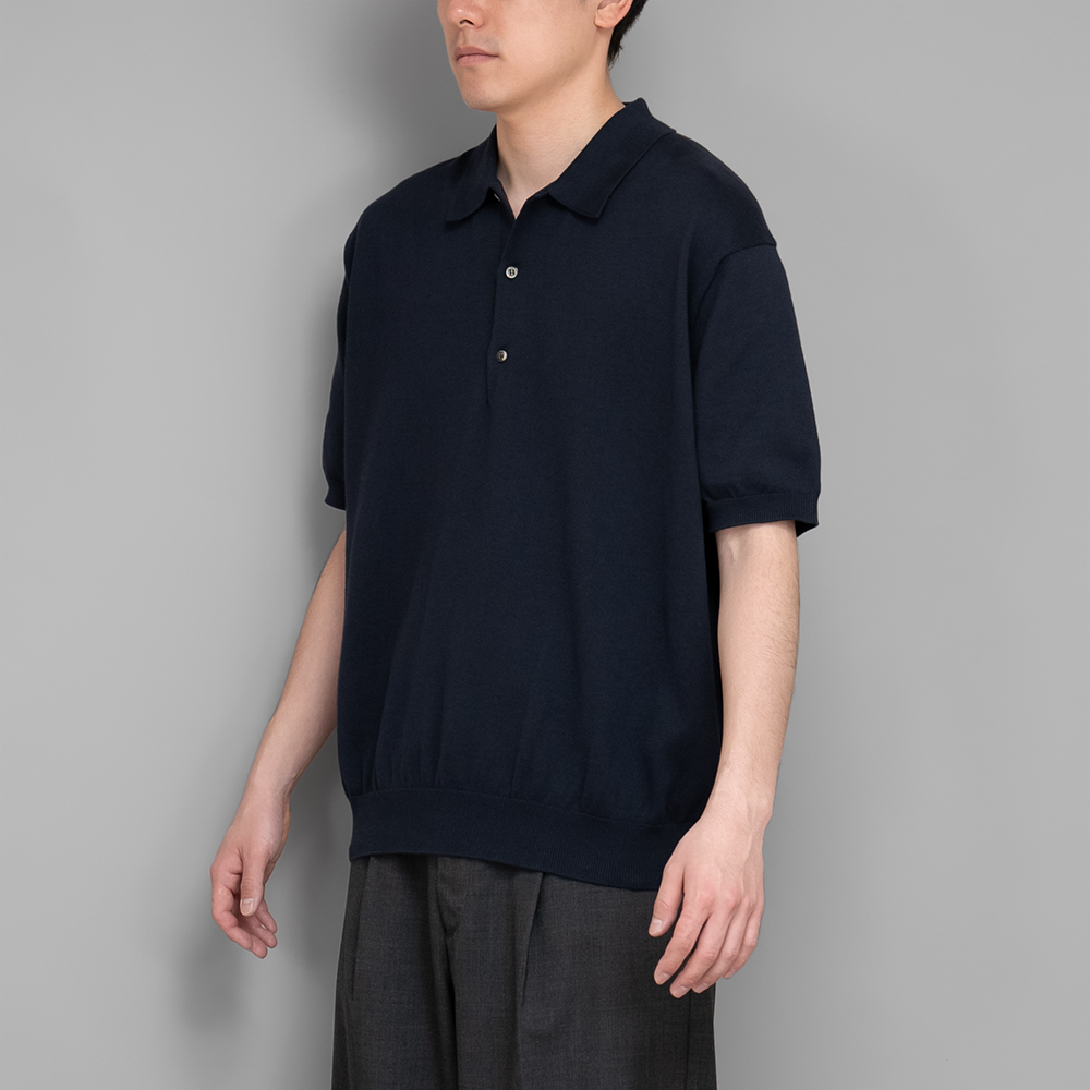 A.PRESSE / Cotton Knit S/S Polo Shirts (Navy) | twelve