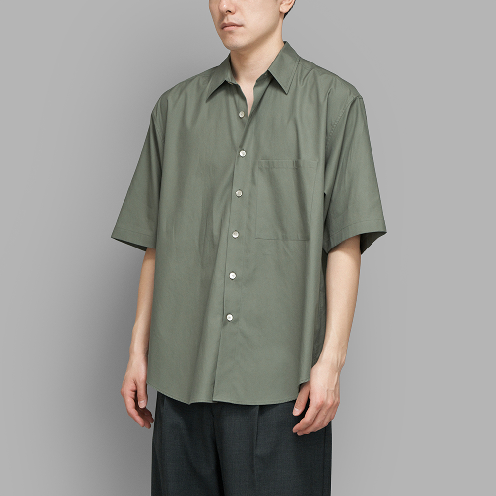 AURALEE / Washed Finx Twill Big Half Sleeved Shirt (Olive)