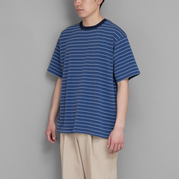 【SALE】scair / Multi Border Knit T-Shirts (Blue)