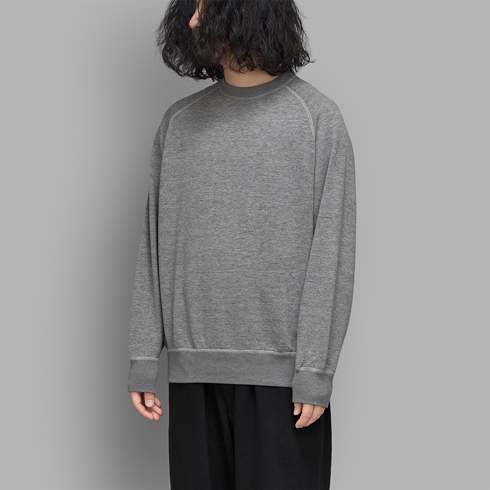 COMOLI / グレー裏毛 クルーネック