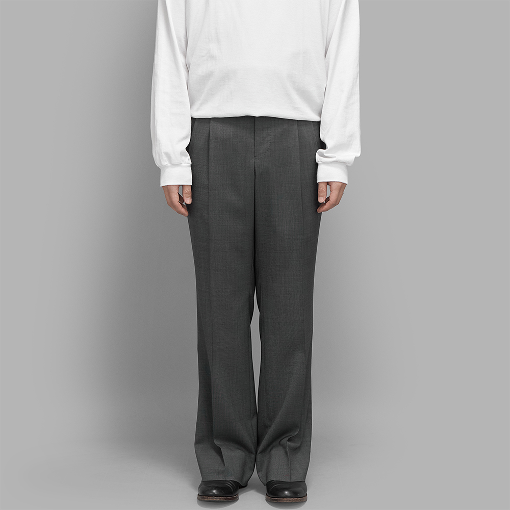 MAATEE&SONS 永遠 スラックス WOOL MAT CHECK GRAY MAATEE＆SONS 永遠スラックス マット チェック , Gray – Navyblue