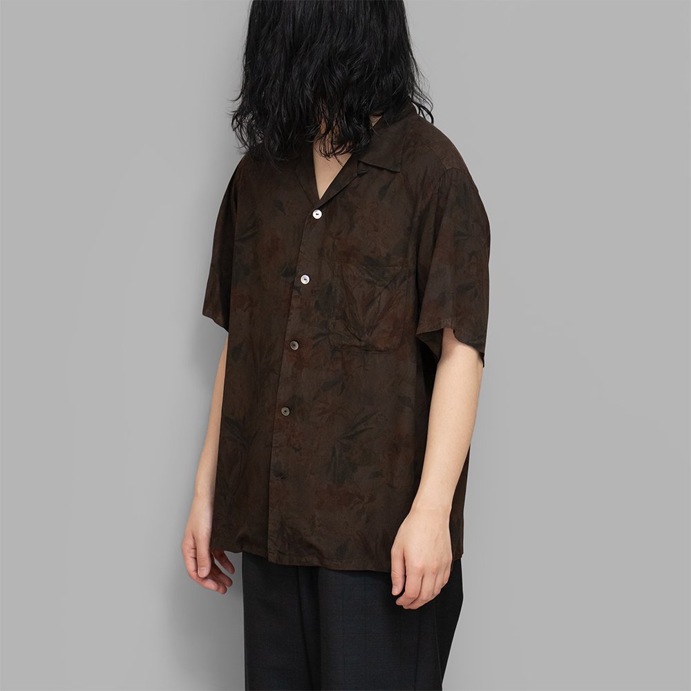 T.T / Open Collar Shirt S/S (Mud Dyed Brown)