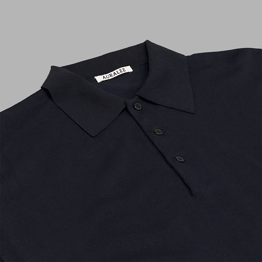 トップス AURALEE SUPER HIGH GAUGE KNIT POLO AURALEE Super High Gauge Cotton Knit Polo - BROWN – Totem Brand Co.