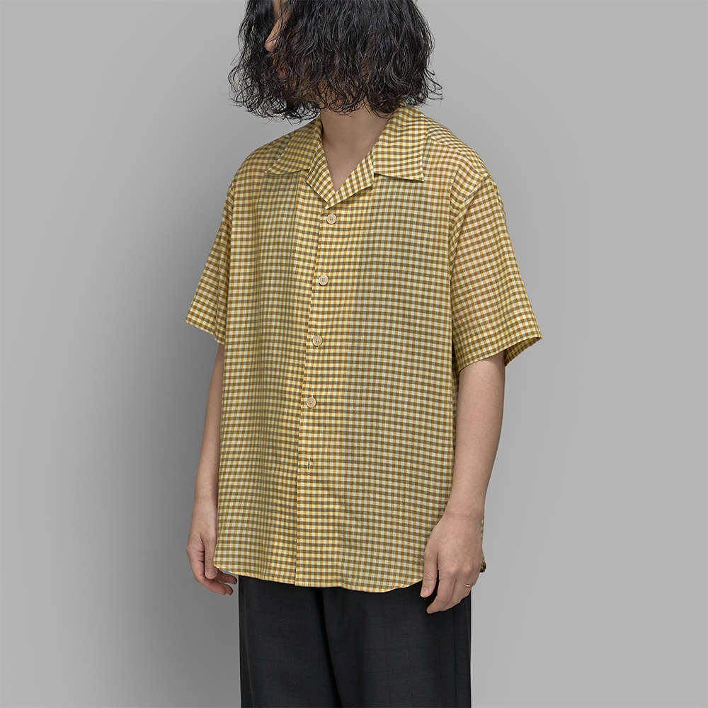 AURALEE / Airy Light Cotton Check Half Sleeved Shirt (Mustard Gingham Check)