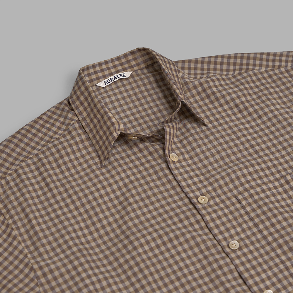 AURALEE / Airy Light Cotton Check Big Shirt (Brown Gingham Check