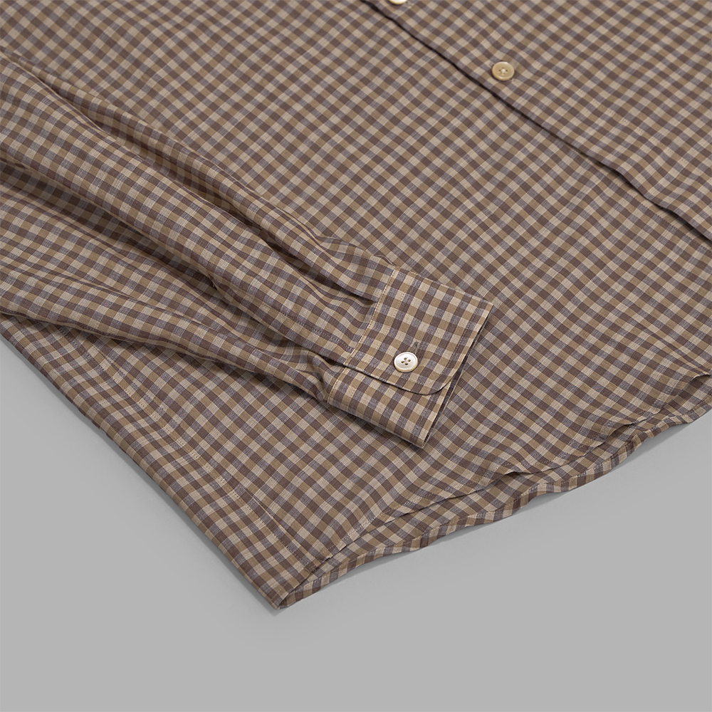 AURALEE / Airy Light Cotton Check Big Shirt (Brown Gingham Check