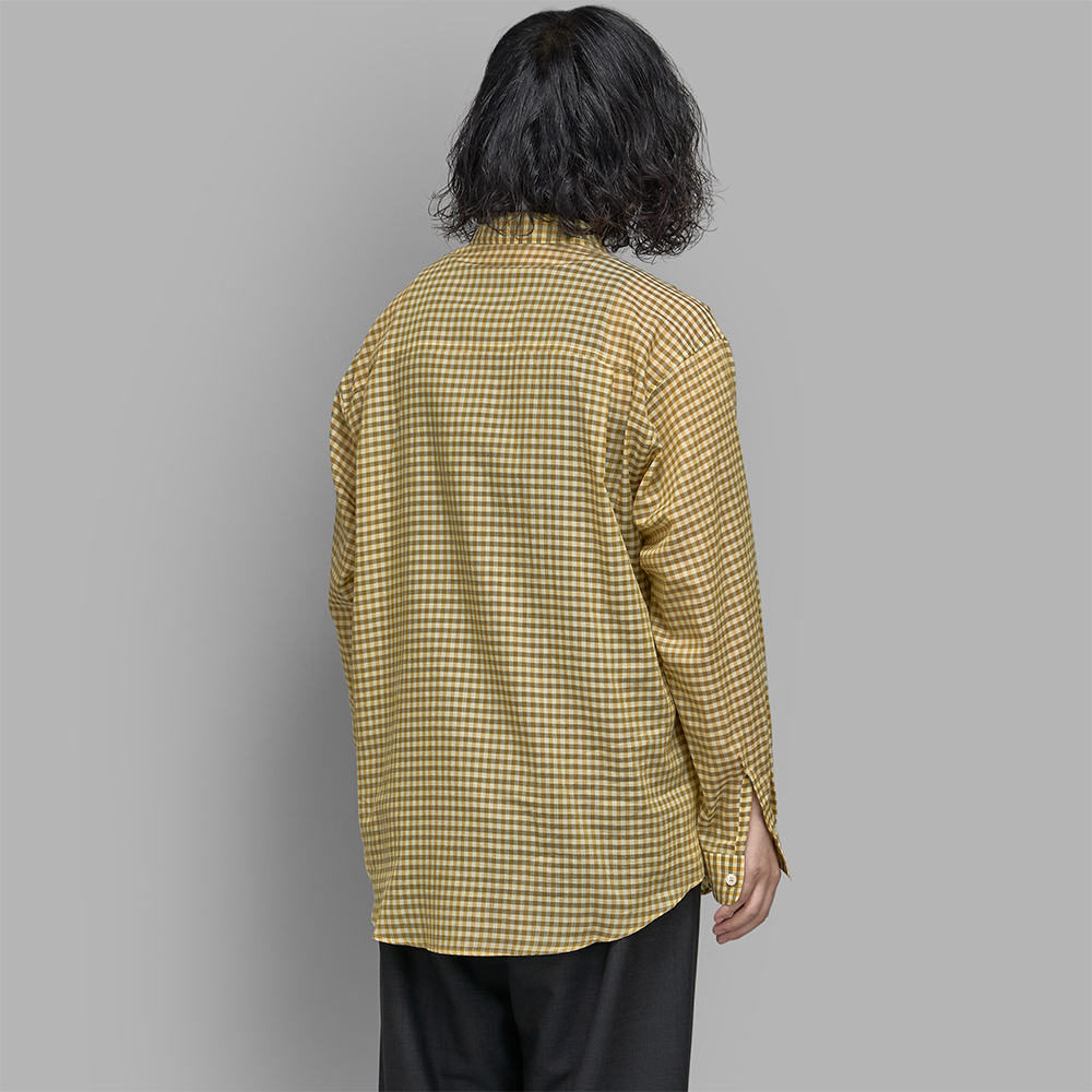 Auralee AIRY LIGHT COTTON CHECK BIGシャツ　4 AURALEE / Airy Light Cotton Check Big Shirt (Mustard Gingham Check