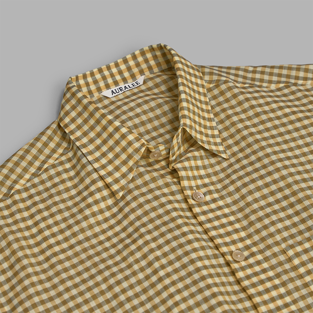 AURALEE / Airy Light Cotton Check Big Shirt (Mustard Gingham Check