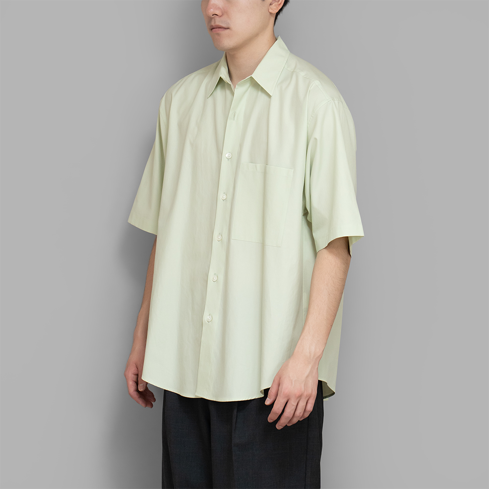 AURALEE / Washed Finx Twill Big Half Sleeved Shirt (Light Green)