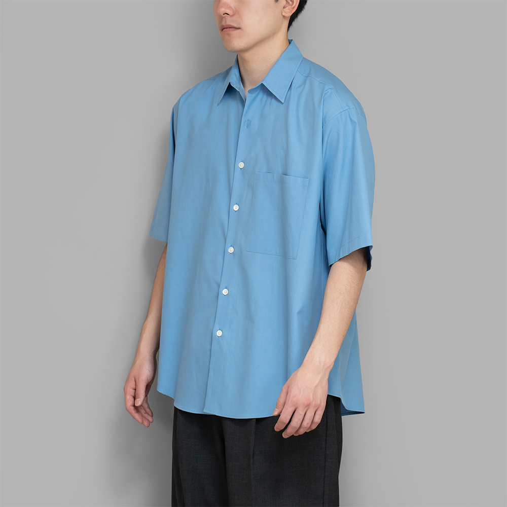 AURALEE / Washed Finx Twill Big Half Sleeved Shirt (Blue)