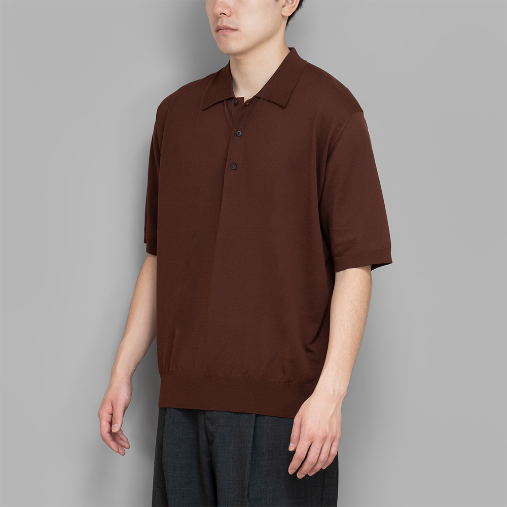 AURALEE / Super High Gauge Cotton Knit Polo (Brown) | twelve AURALEE / Super High Gauge Cotton Knit Polo (Brown) | twelve