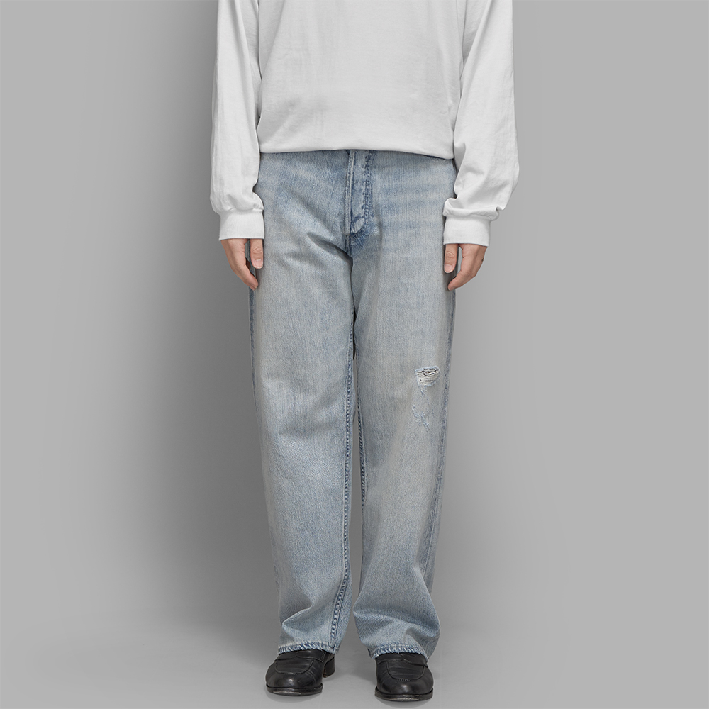 AURALEE / Faded Selvedge Light Denim Wide Pants