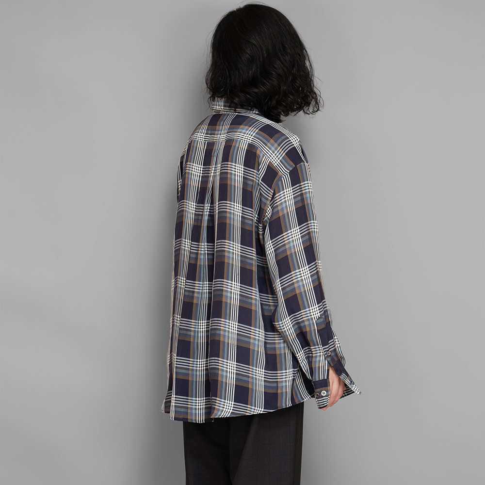 I am dork / Flap Pockets Shirts (Navy Check) | twelve