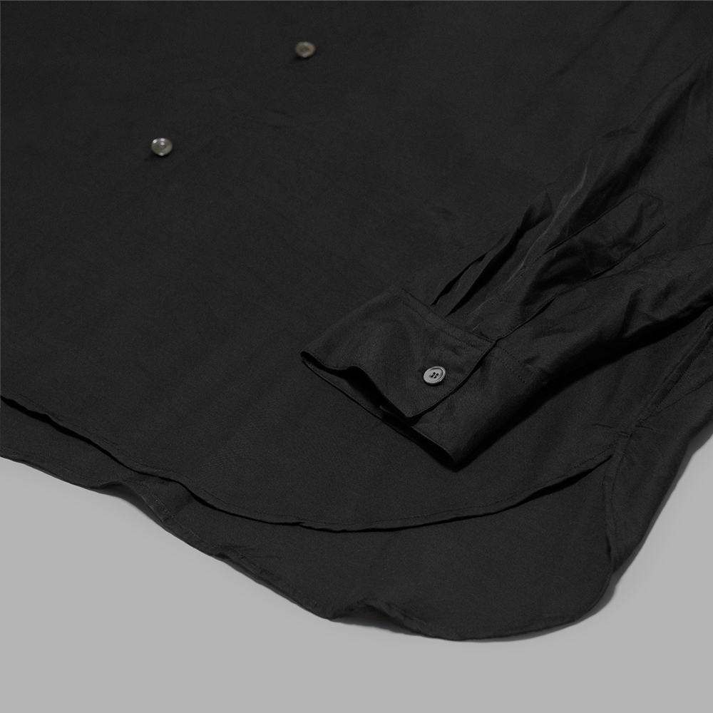 WIRROW / Cupro Cotton Stand Collar Shirt (Black) | twelve