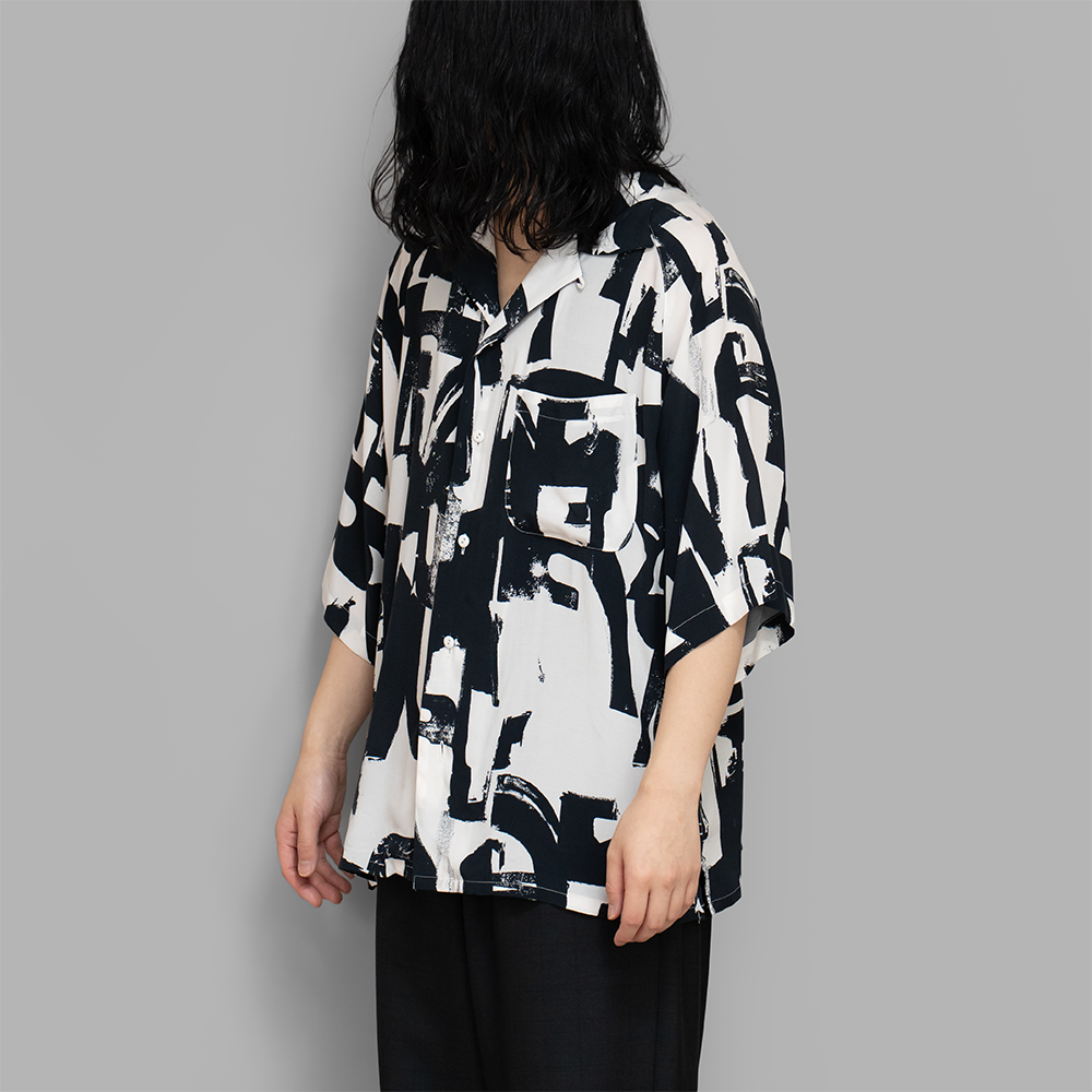 m’s braque / Aloha Shirt (White-Black)