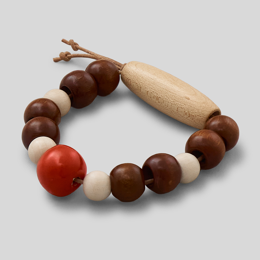 m’s braque / Red Ceramic & Woods Bracelet (Red&Brown)