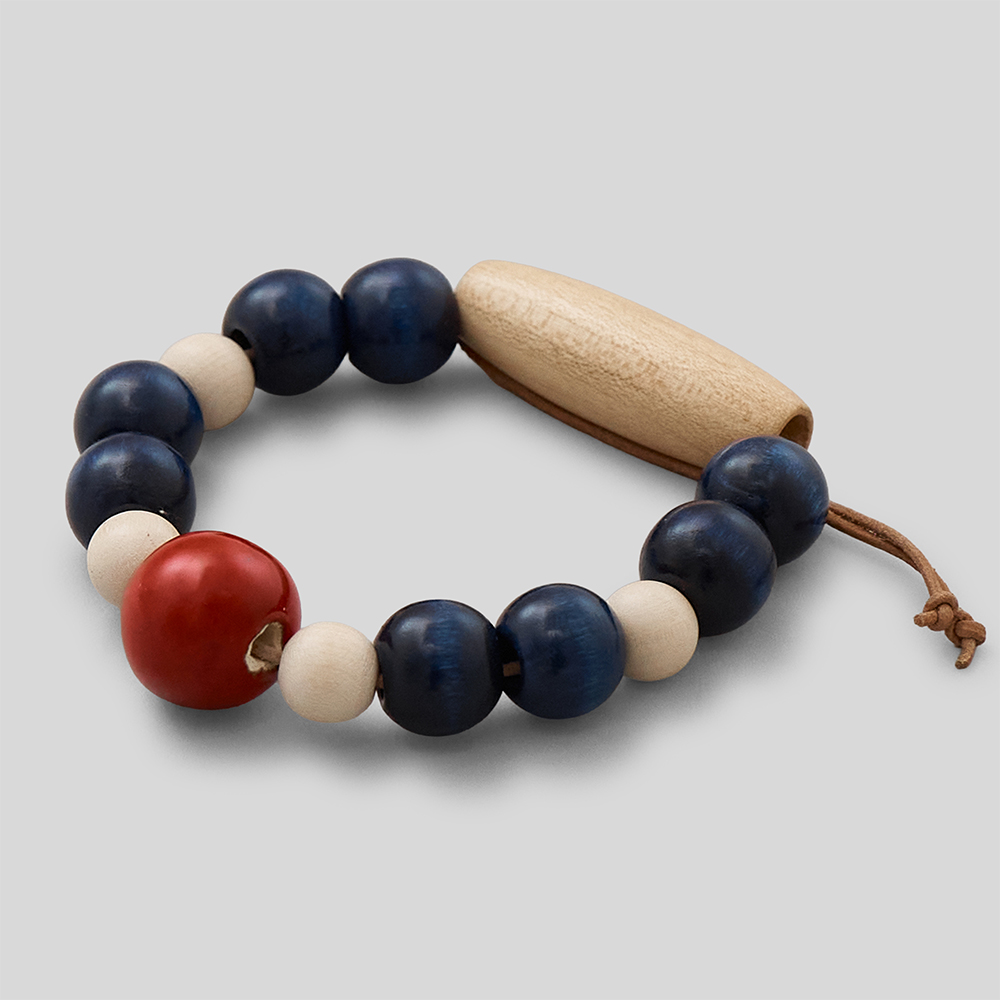 m’s braque / Red Ceramic & Woods Bracelet (Red&Navy)
