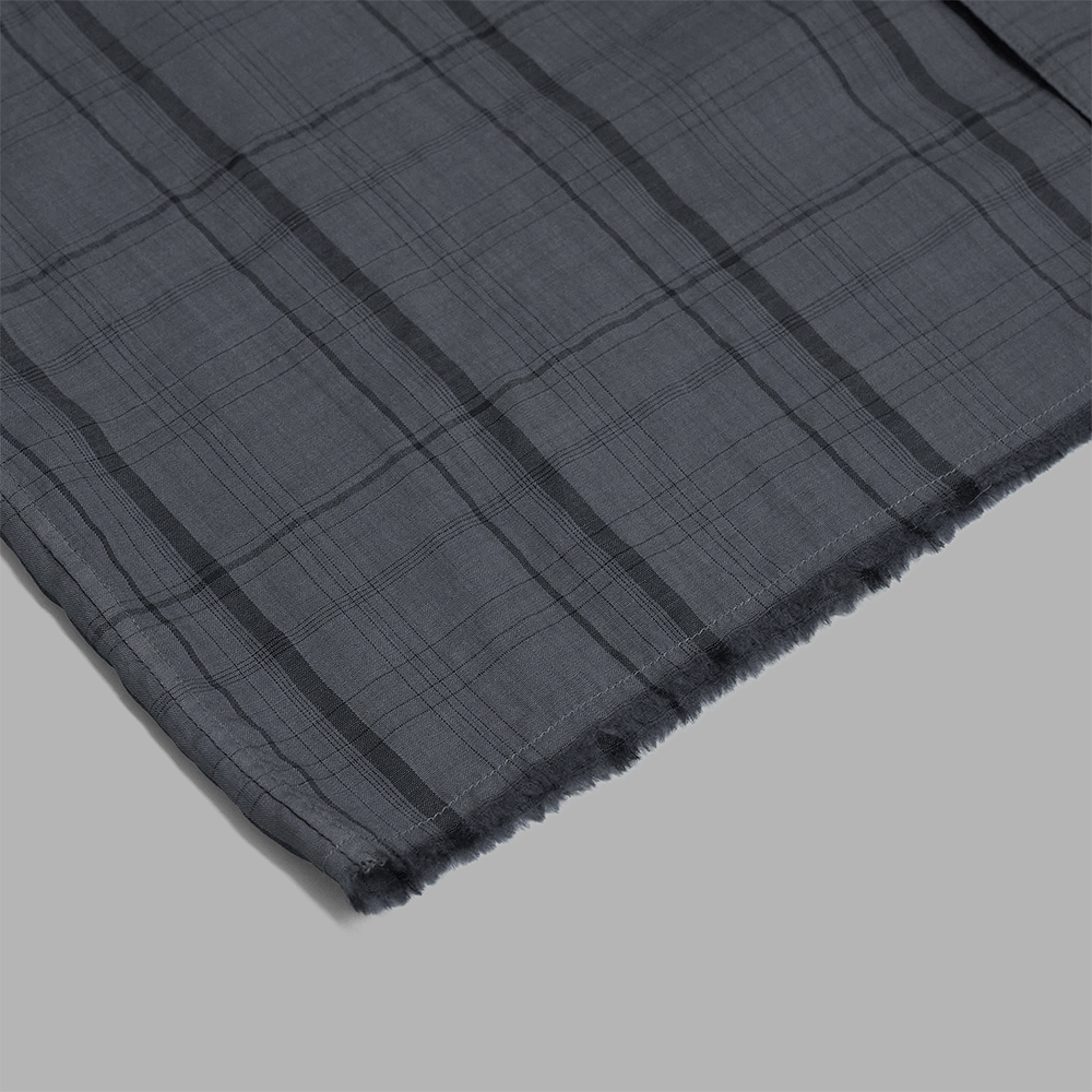 MAATEE&SONS フリンジ HWOOL CHECK CHACOAL MAATEE&SONS / Open Collar フリンジ H Wool Check (Chacoal) | twelve