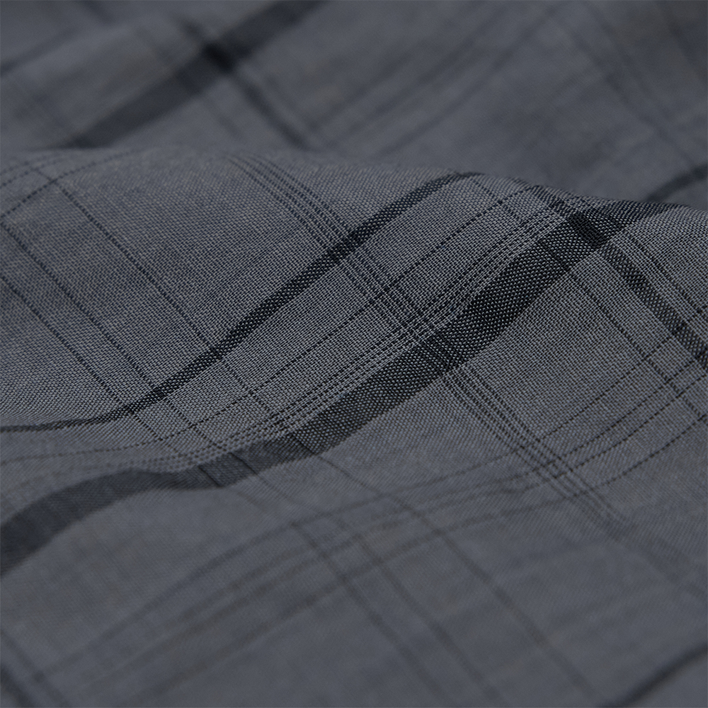 MAATEE&SONS / Open Collar フリンジ H Wool Check (Chacoal) | twelve