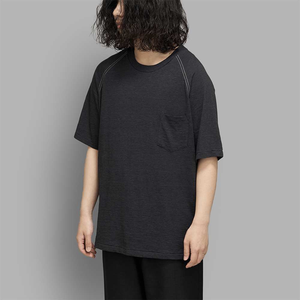 ANSNAM / ラグランTシャツ (スミクロ)