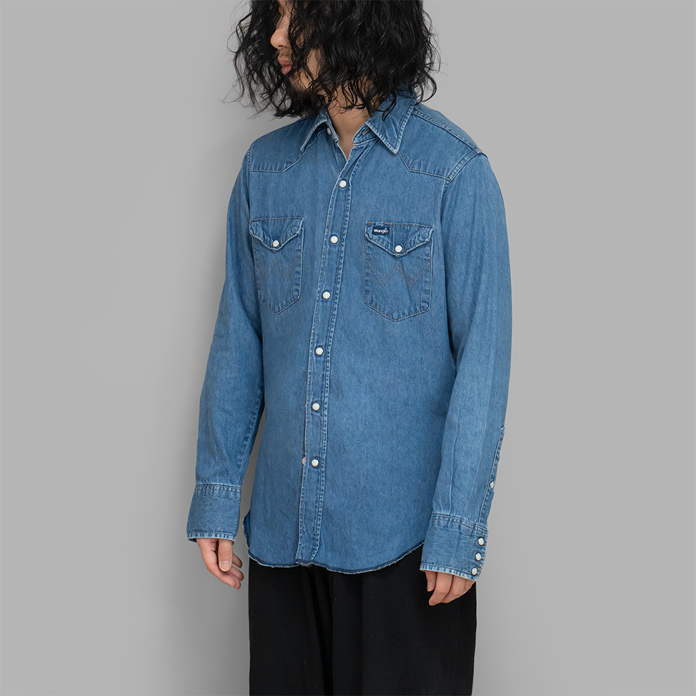 USED / WRANGLER Denim Western Shirt #4