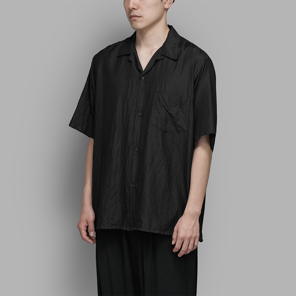COMOLI / ウールシルク 半袖オープンカラーシャツ (Charcoal)
