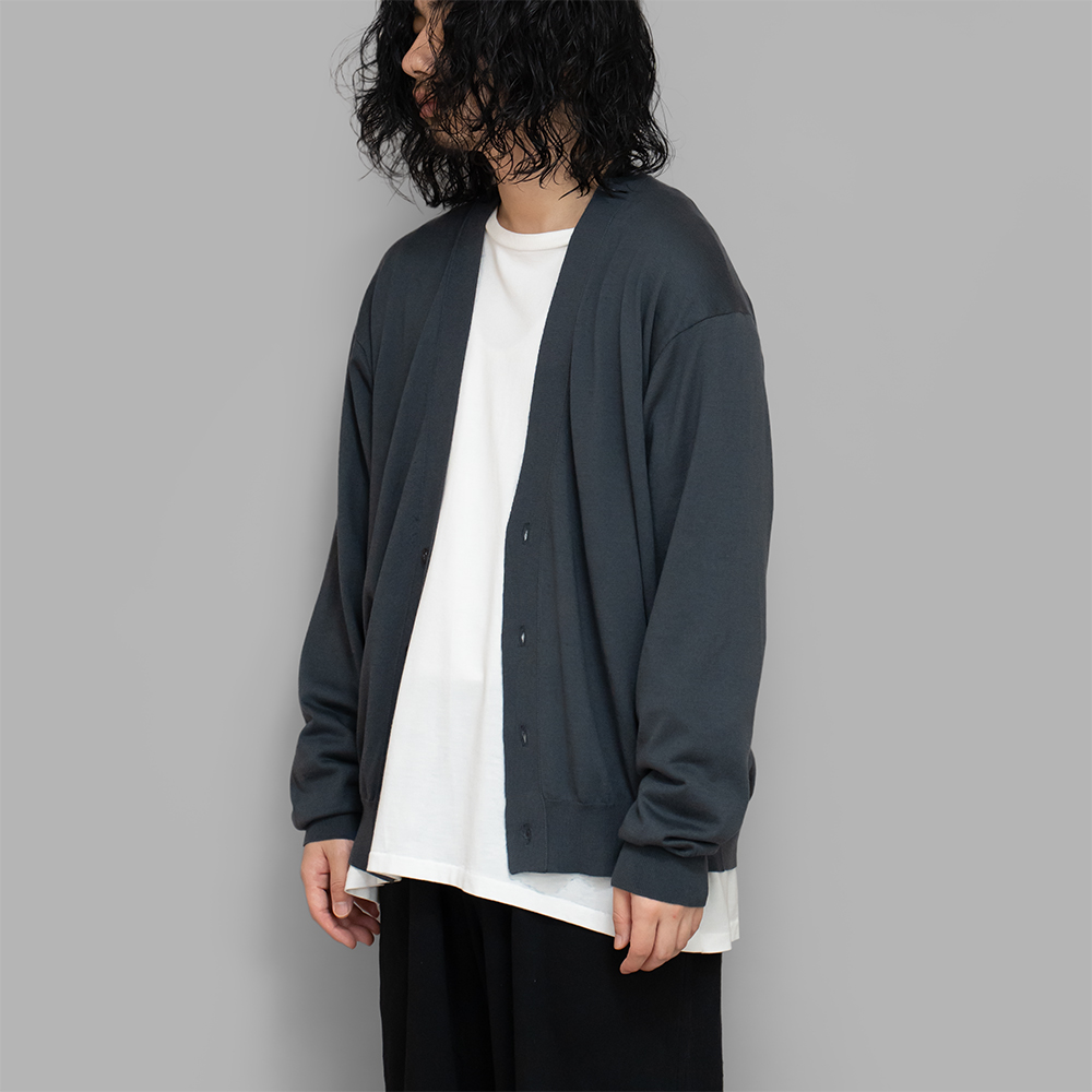 A.PRESSE / Wool Cotton High Gauge Cardigan (Gray)