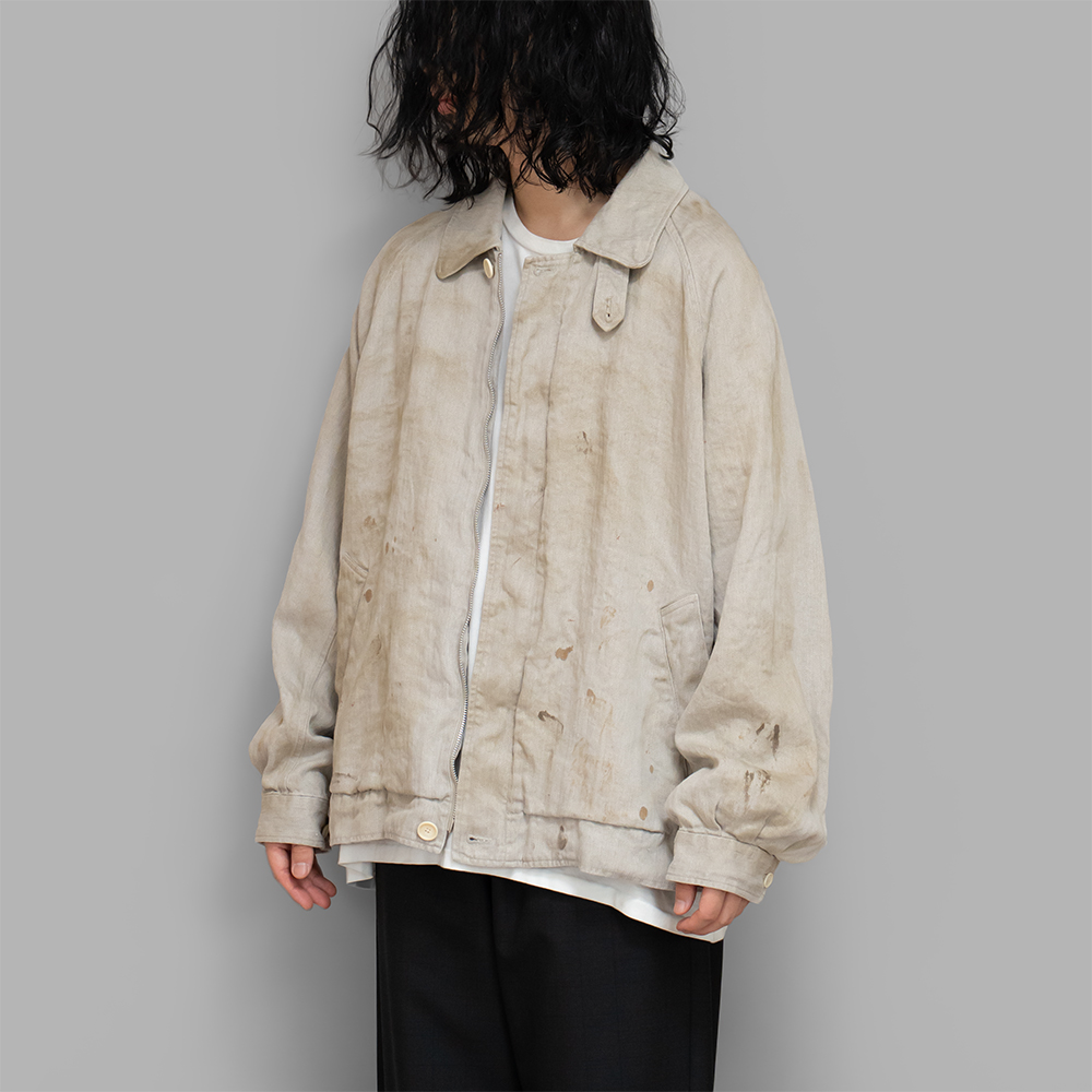 ssstein / Heavy Linen Herringbone Zip Jacket