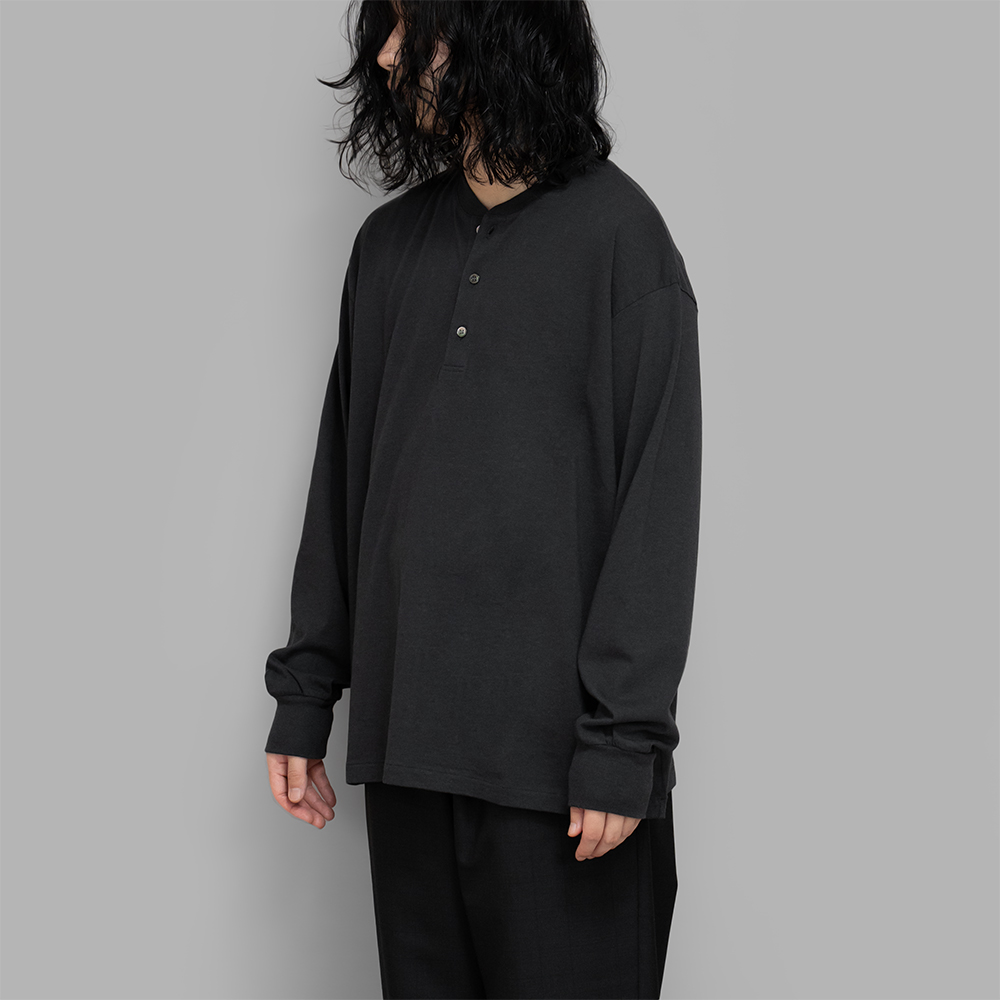 A.PRESSE / Cashmere Blend L/S Henley Neck Shirt (Charcoal)