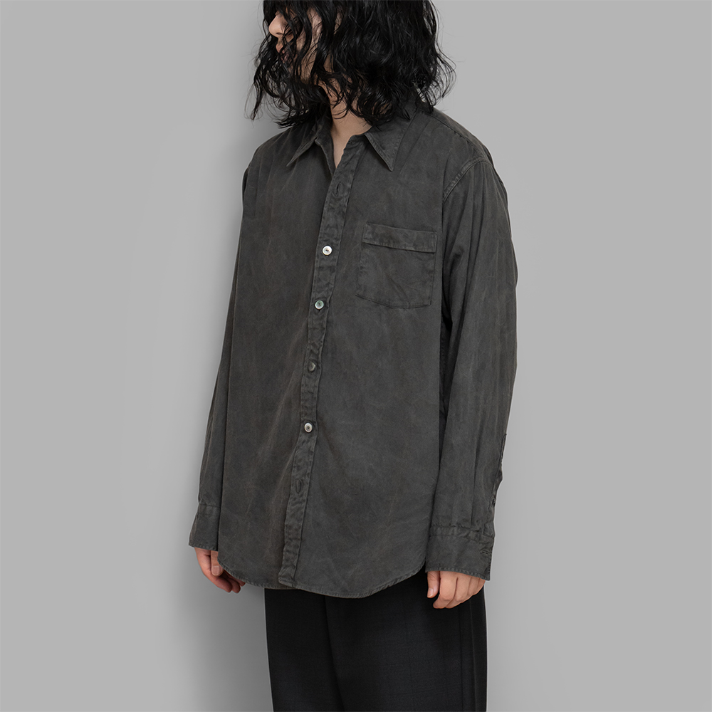 T.T / Narrow Collar Shirt (Sumi Dyed Black)