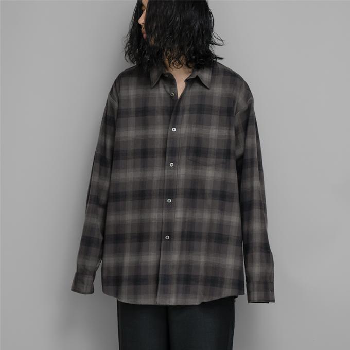 stein / Oversized Cotton Flannel Shirt (Grey Khaki Check) | twelve