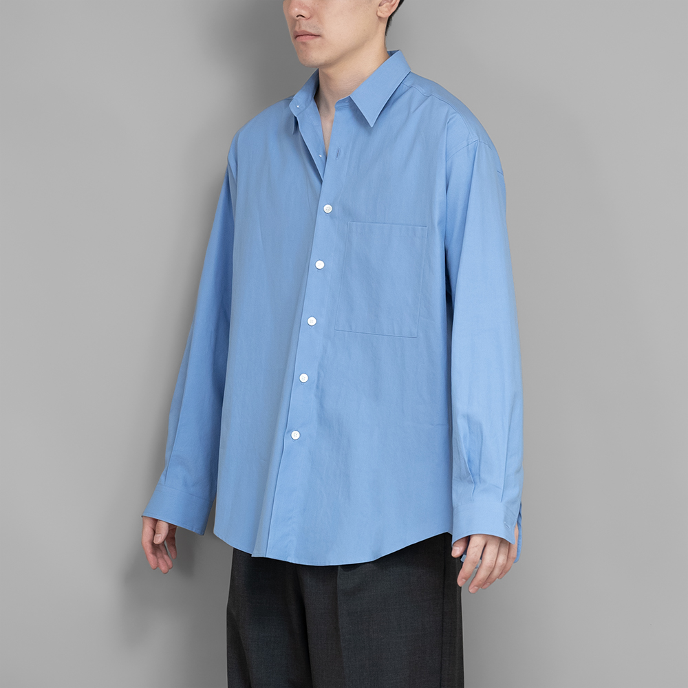 トップス auralee FINX TWILL BIG SLEEVE SHIRT Auralee Washed Finx Twill Big Shirt Blue | Cultizm