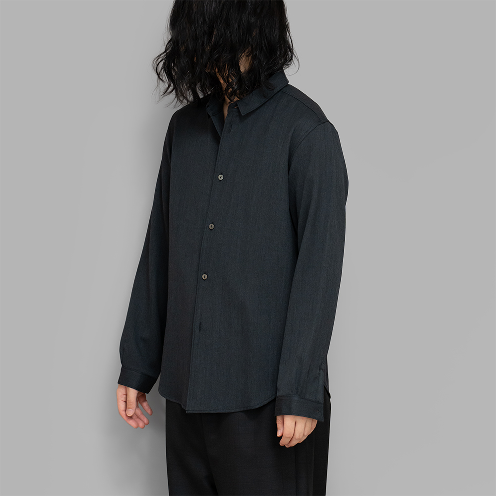 MITTAN / ストレッチ NMウールシャツ (墨黒)