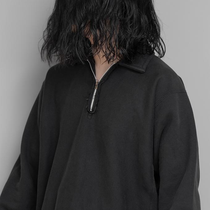 A.PRESSE / Vintage Half Zip Sweatshirt (Black) | twelve