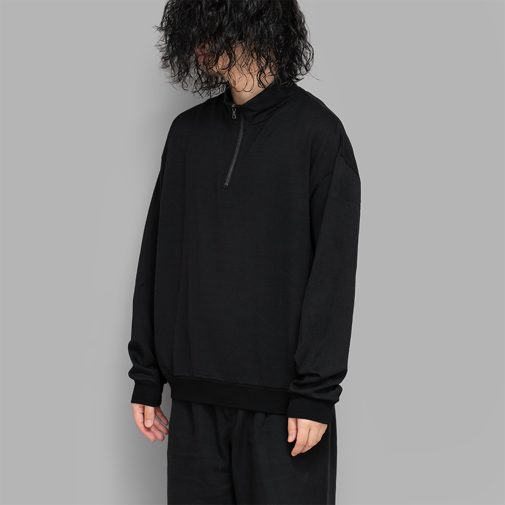 AURALEE / Light Wool Sweat Half Zip P/O (Black)