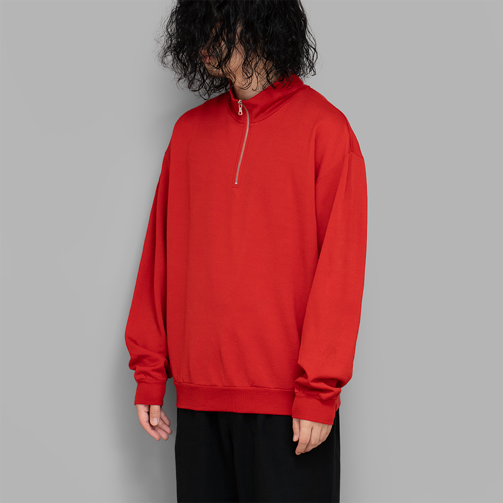 AURALEE / Light Wool Sweat Half Zip P/O (Red)