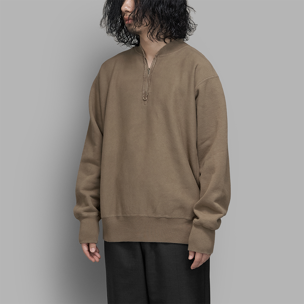 A.PRESSE / Vintage Half Zip Rib Collar Sweatshirt (Mocha)