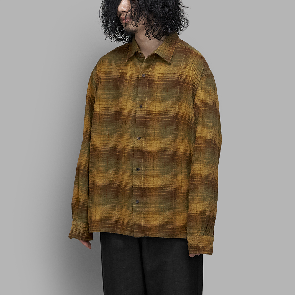 A.PRESSE / Vintage Cotton Silk Nep Twillcheck Shirts (Mustard)