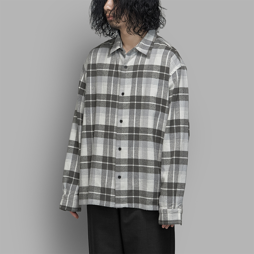 A.PRESSE / Vintage Cotton Silk Nep Twillcheck Shirts (Gray)