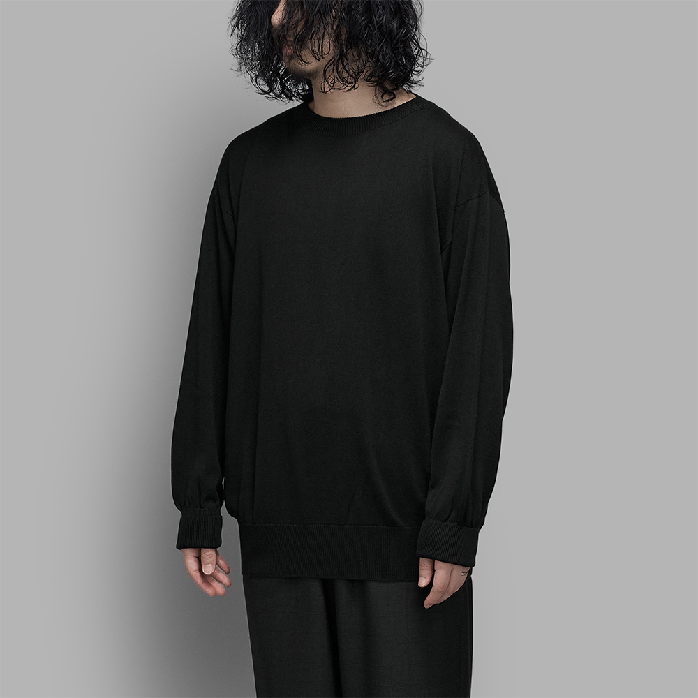 Olde H & Daughter / Silk Plain Stitch Crew L/S (Black)