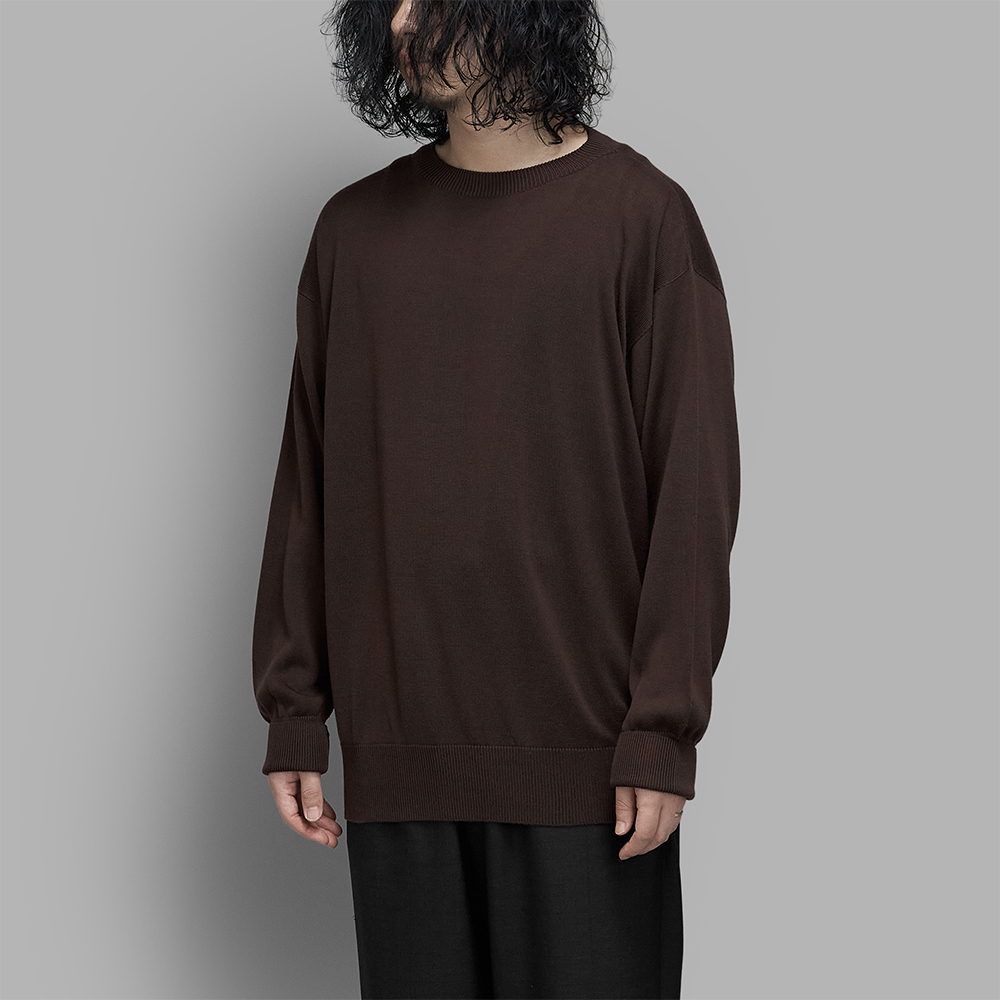 Olde H & Daughter / Silk Plain Stitch Crew L/S (Espresso)